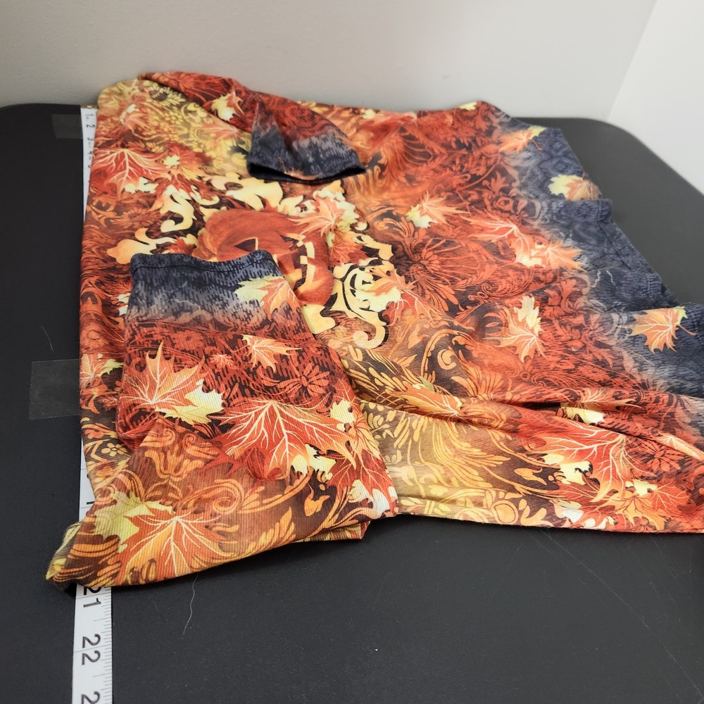 One World Live and Let Live Pumpkin Fall Tunic Top V-Neck 3/4 Sleeve Orange 1X - Picture 3 of 9